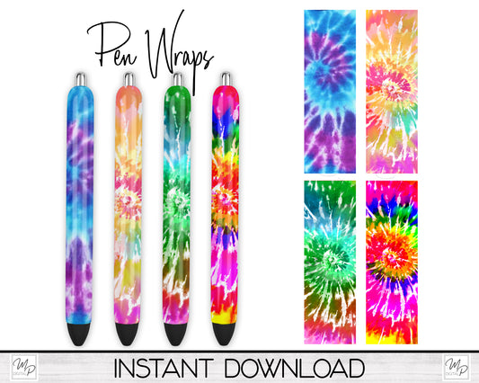 Tie Dye Sublimation Pen Wrap PNG Design Digital Download, Epoxy Ink Pen Wrap Template, Pen Wrap Bundle
