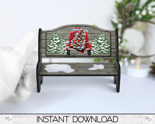 Christmas Red Farmhouse Truck Bench PNG for Sublimation, Sublimation Design for Tiered Tray Benches, Digital Download, MSS Blank Design