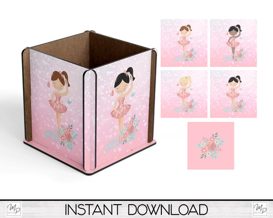 Ballerina Box PNG Sublimation Design, Centerpiece MDF Box Design Digital Download