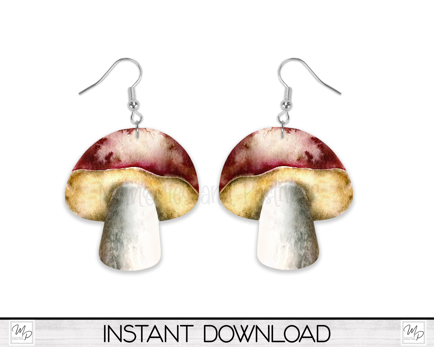 Mushroom Earring PNG Design for Sublimation, Digital Download