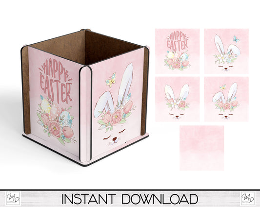 Easter Bunny Box PNG Sublimation Design, Centerpiece MDF Box Design Digital Download