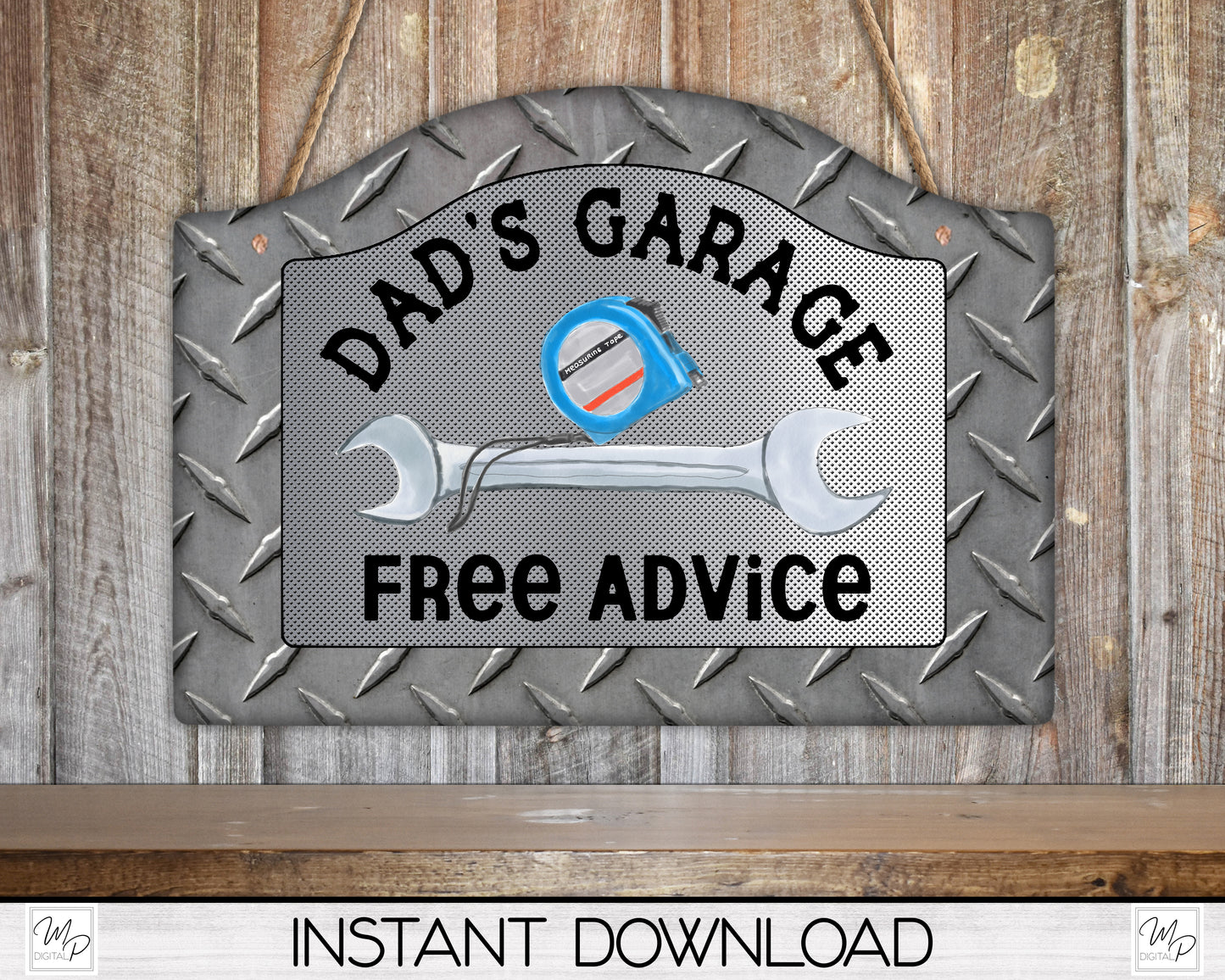 Dad's Garage Round Top Sign PNG Design for Sublimation, Digital Download