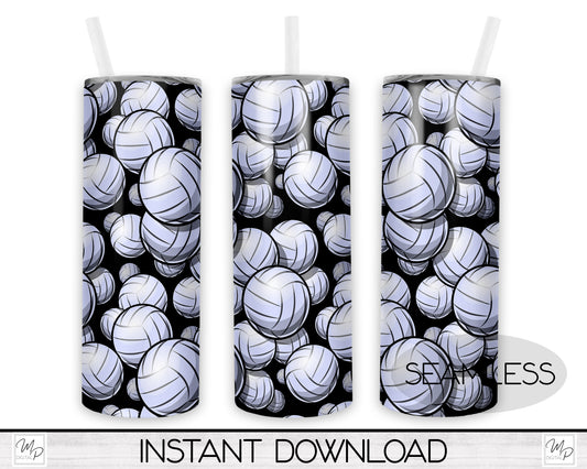Volleyball 20oz Skinny Tumbler PNG Sublimation Design, Sports Tumbler Digital Download