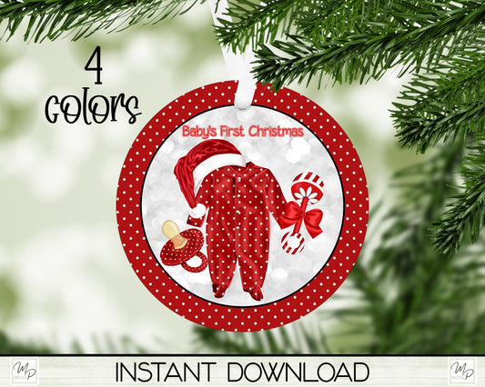 Baby's First Christmas Ornament PNG Bundle for Sublimation, Digital Download Design