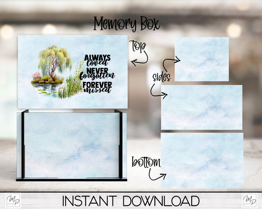 Pond Memory Box PNG Sublimation MDF Box Design, Digital Download