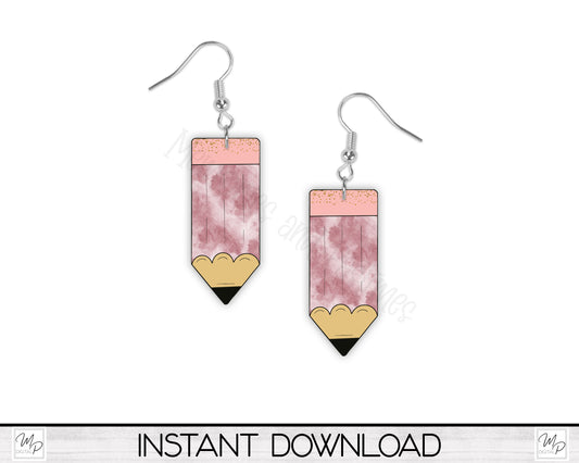 Maroon Pencil PNG Design for Sublimation of Earrings, Keychains, Signs, Digital Download
