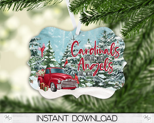 Christmas Cardinal Ornament PNG for Sublimation, Benelux Sign Design, Digital Download