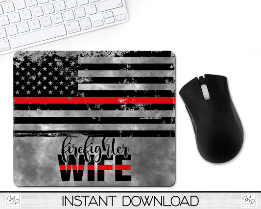 Firefighter Wife Mouse Pad PNG for Sublimation Digital Download, Mousepad Design for Sublimation