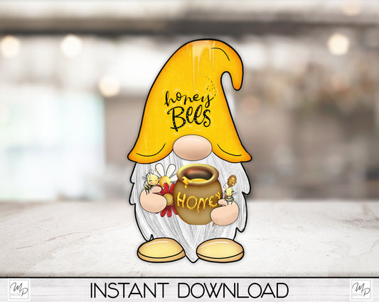 Honey Bee Gnome PNG Sublimation Digital Design Download
