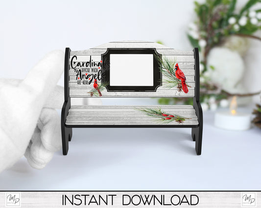 Christmas Cardinal Memorial Bench PNG for Sublimation, Sublimation Design for Tiered Tray Benches, Digital Download, MSS Blank Design