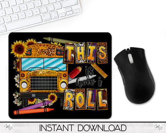 School Bus Driver Mouse Pad PNG for Sublimation Digital Download, Mousepad Design for Sublimation