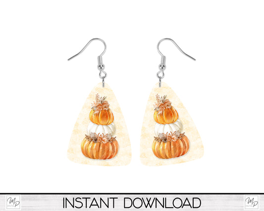 Fall Stacked Pumpkins Earring Design for Sublimation, PNG Digital Download