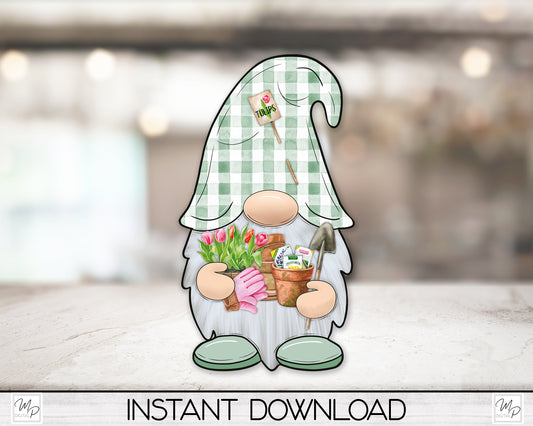 Gardening Gnome PNG Sublimation Digital Design Download