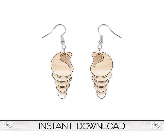 Shell Earring PNG Design for Sublimation, Digital Download