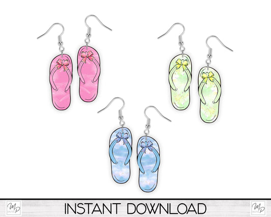 Spring Flip Flop PNG Design for Sublimation, Earrings, Keychain, Signs, Digital Download