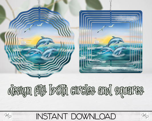 Dolphin Wind Spinner PNG Design for Sublimation, Garden Spinner Design, Digital Download