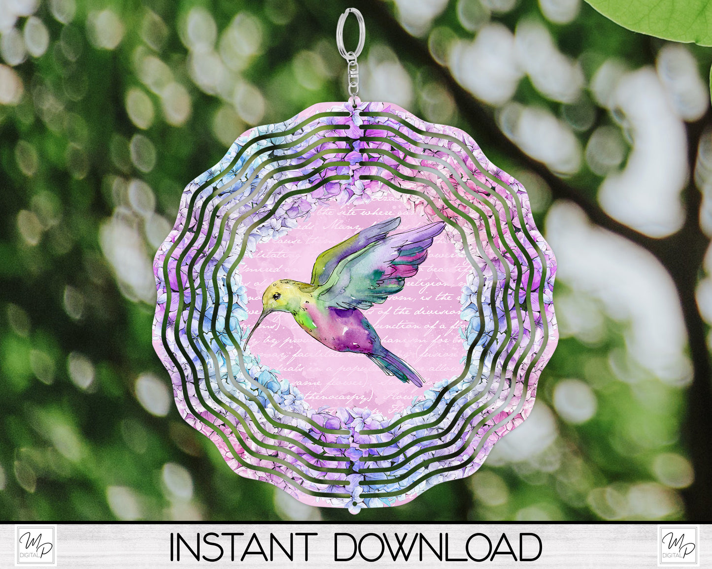 Hummingbird Wind Spinner PNG Design for Sublimation, Garden Spinner Design, Digital Download