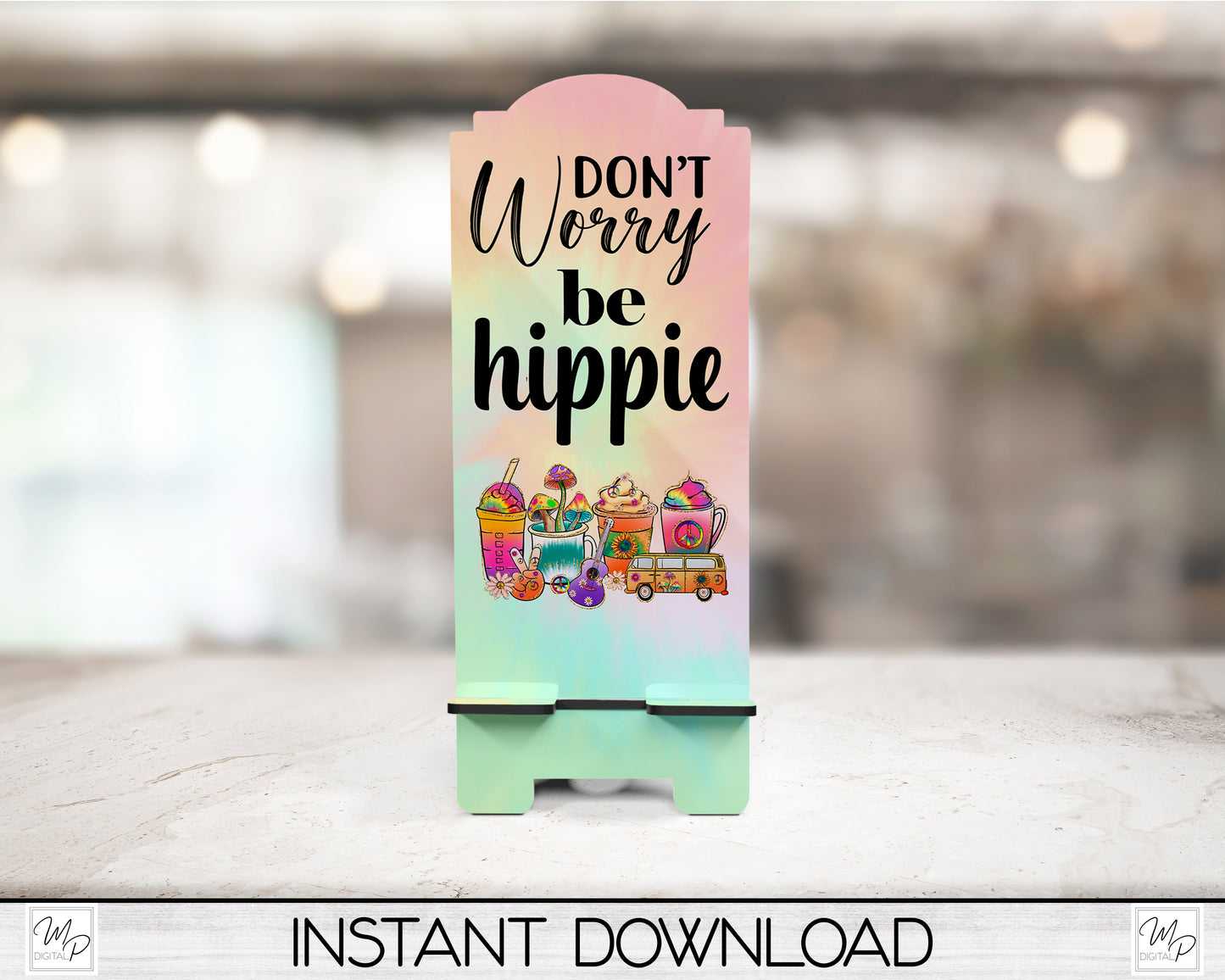 Hippie Cell Phone Stand PNG for Sublimation Design, Digital Download
