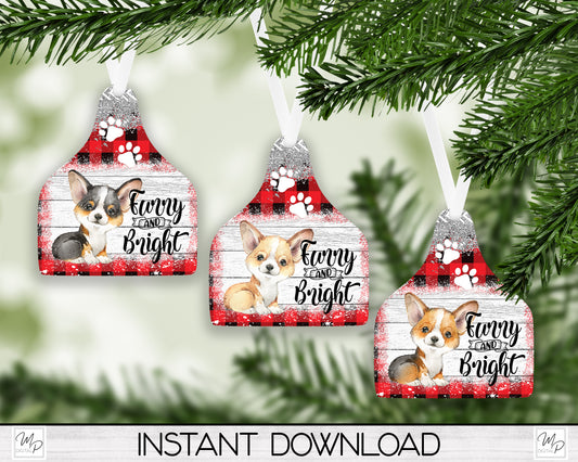Five Breed Colors CORGI Cow Tag Christmas Tree Ornament PNG for Sublimation,  Ornament Design, Dog Ornament, Digital Download