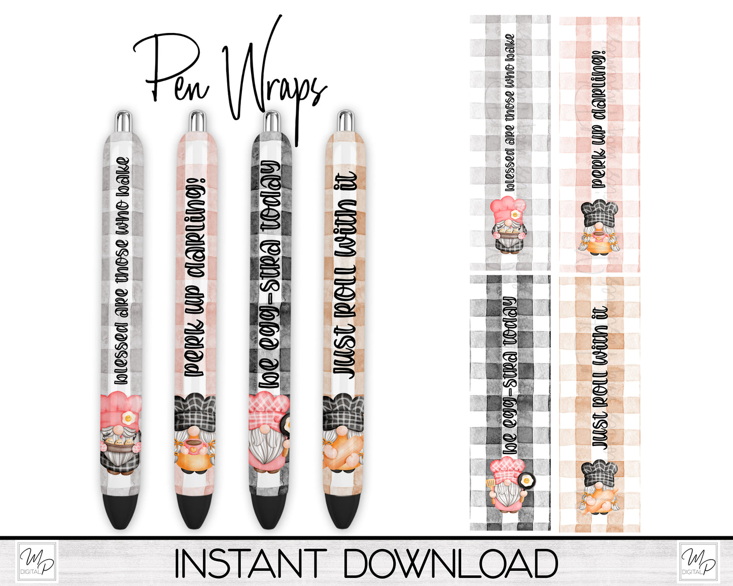 Baking / Cooking Gnome Sublimation Pen Wrap PNG Design Digital Download, Epoxy Ink Pen Wrap Template, Pen Wrap Bundle