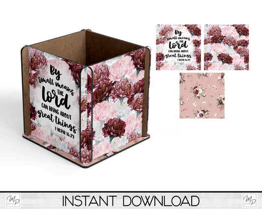 Floral Christian Bible Verse PNG Sublimation Design, Centerpiece MDF Box Design Digital Download