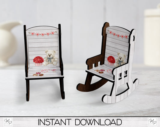 Valentine's Day Rocking Chair PNG Sublimation Design, MDF Rocking Chair Design Digital Download