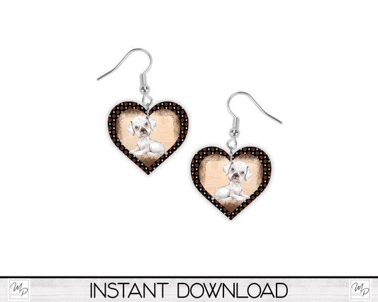 Five Breed Colors BOXER Heart Earrings Sublimation PNG Design, Digital Download for Sublimation