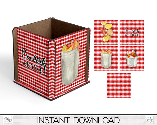 Crawfish Boil Box PNG Sublimation Design, Centerpiece MDF Box Design Digital Download