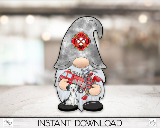 Firefighter Gnome PNG Sublimation Digital Design Download
