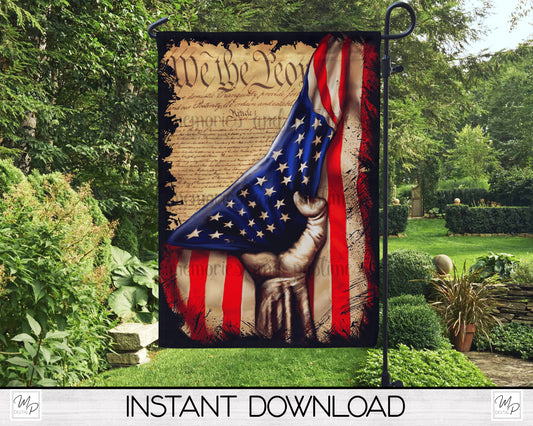 Patriotic Garden Flag PNG for Sublimation Design, Digital Download, We The People