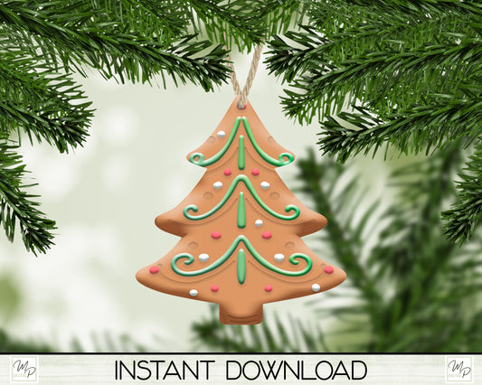 Gingerbread Christmas Tree Ornament PNG for Sublimation, Ornament Design, Digital Download