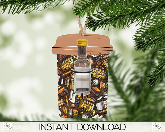 Teacher Coffee Cup Liquor Bottle Holder, Ornament PNG for Sublimation, Digital Download Design