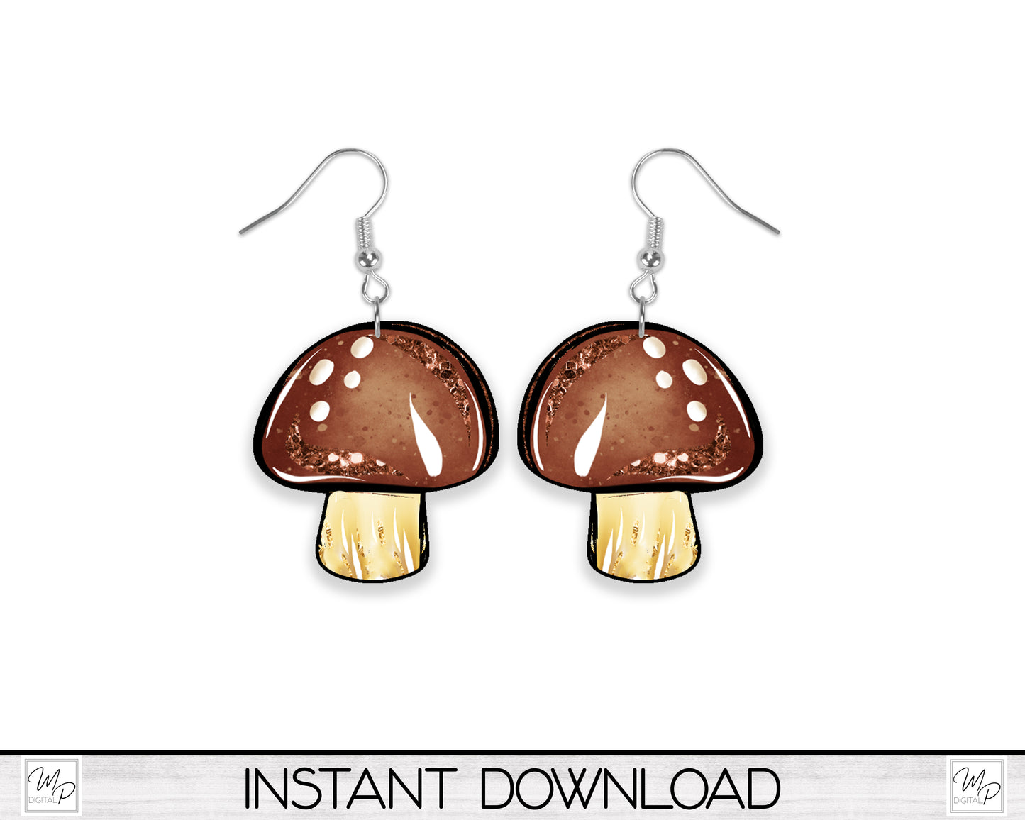 Mushroom Earring PNG Design for Sublimation, Digital Download