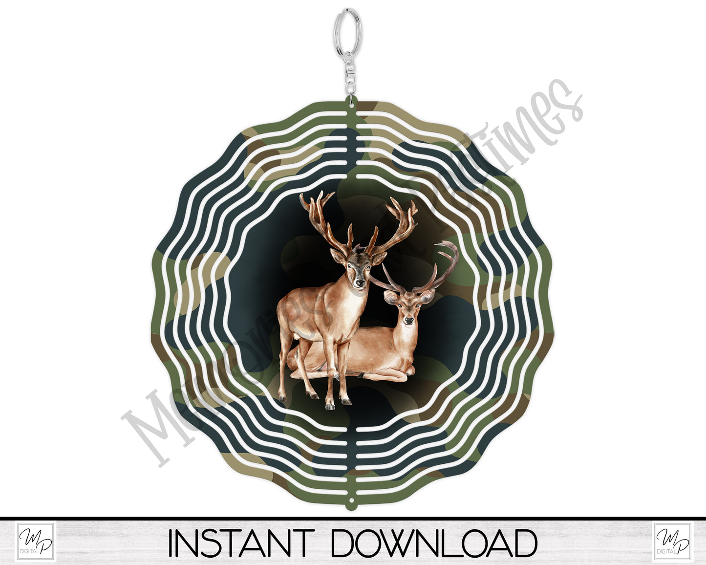 Camo Deer Hunting Wind Spinner PNG Design for Sublimation, Garden Spinner Design, Digital Download