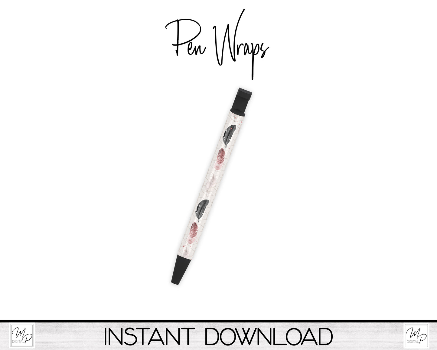 Spring Birds & Feathers Sublimation Pen Wrap PNG Design Digital Download, Epoxy Ink Pen Wrap Template, Pen Wrap Bundle
