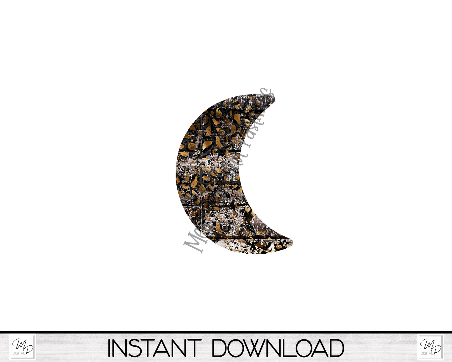 Leopard Print Crescent Moon Earring PNG Design for Sublimation, Digital Download