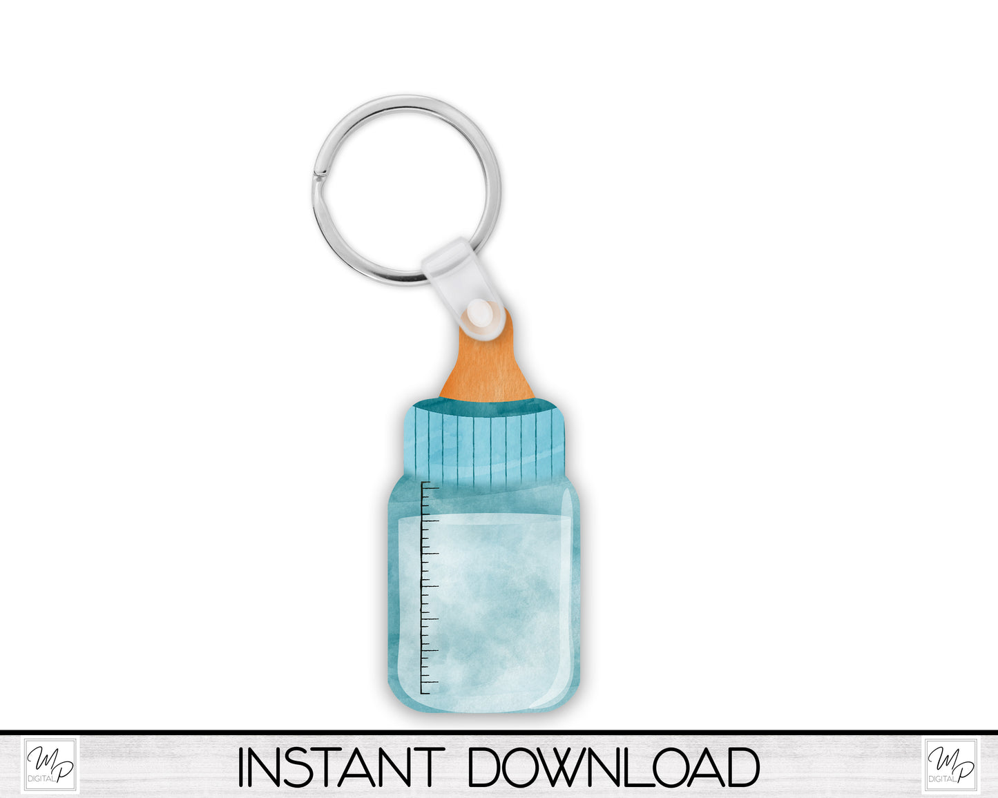 Blue Baby Bottle Ornament / Sign BUNDLE PNG for Sublimation, Digital Design Download