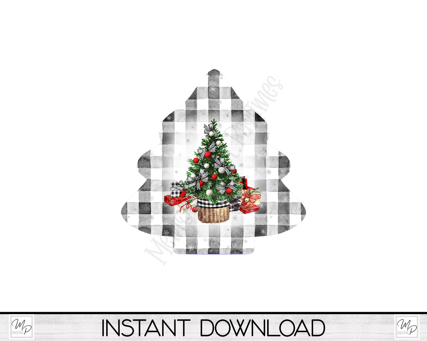 Farmhouse Buffalo Plaid Christmas Tree Wind Spinner PNG Design for Sublimation, Garden Spinner Design, Digital Download