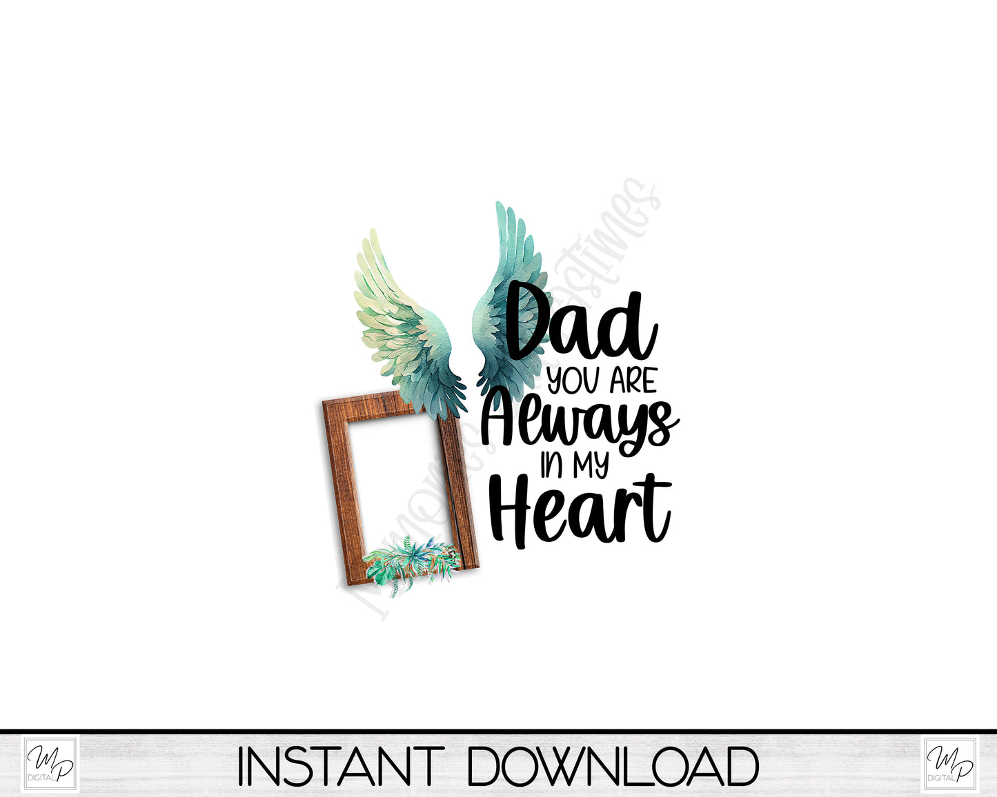 Angel Wings Dad Memorial Pillow Cover PNG Sublimation Design, Digital Download, Square Pillow Case PNG Design