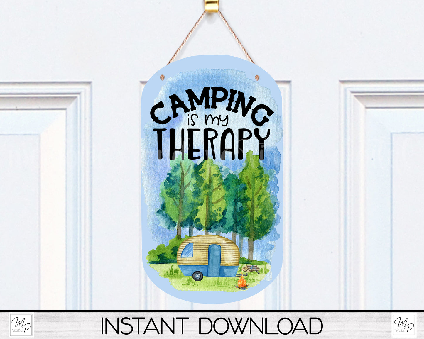 Camping Dog Tag Keychain Sublimation PNG Design, Digital Download for Sublimation, MDF Camper Sign PNG