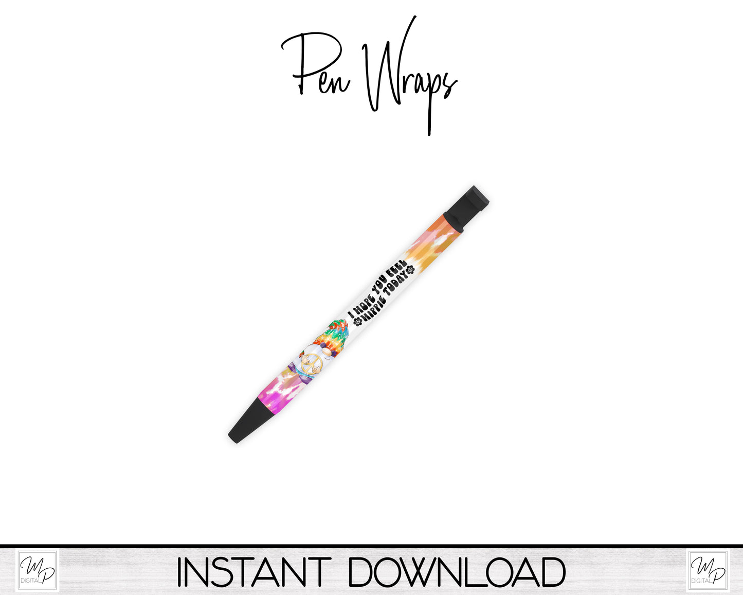 Hippie Gnome Sublimation Pen Wrap PNG Design Digital Download, Epoxy Ink Pen Wrap Template, Pen Wrap Bundle