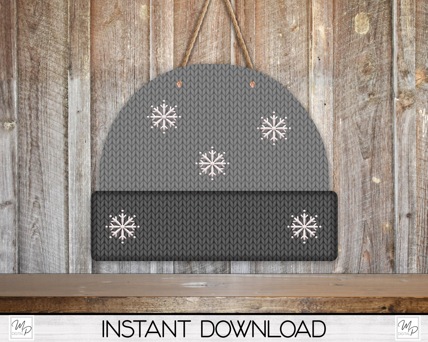 Gray Christmas Snowflake Beanie Ornament PNG Design, Sublimation Design Download, Tractors
