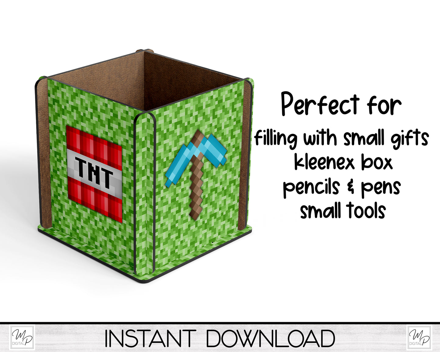 Minecraft Gaming Box PNG Sublimation Design, Centerpiece MDF Box Design Digital Download