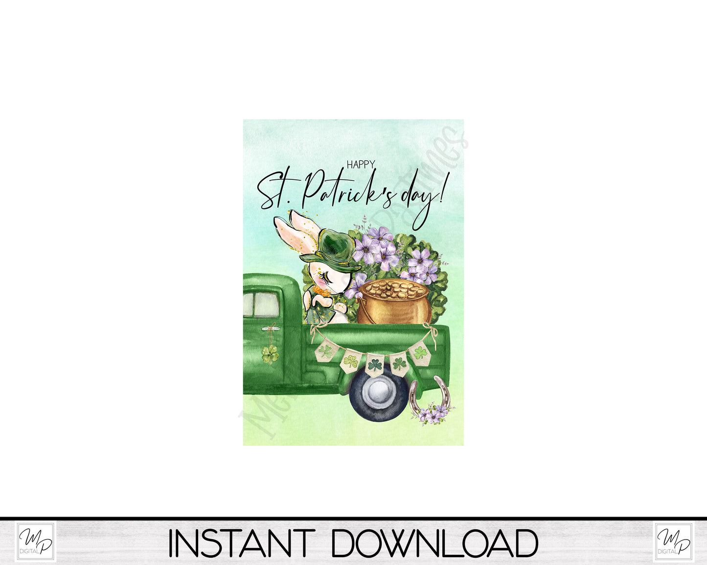 Happy St. Patrick's Day Garden Flag for Sublimation Design, Yard / Patio Flag, Digital Download