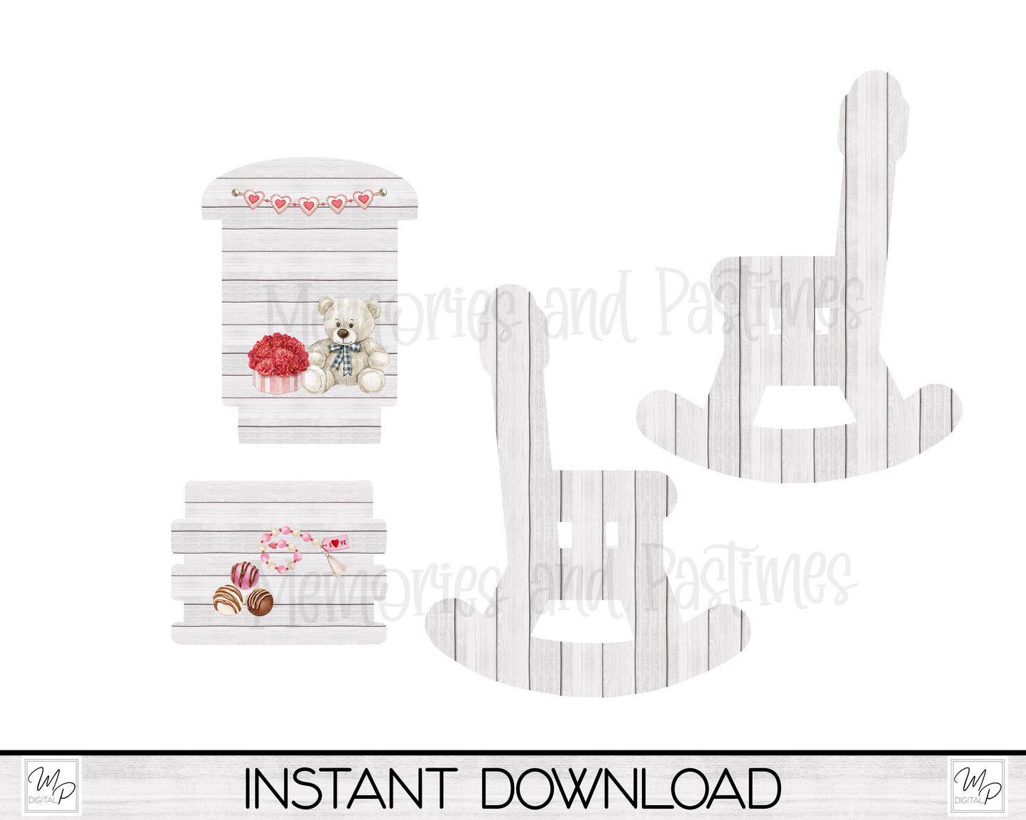 Valentine's Day Rocking Chair PNG Sublimation Design, MDF Rocking Chair Design Digital Download