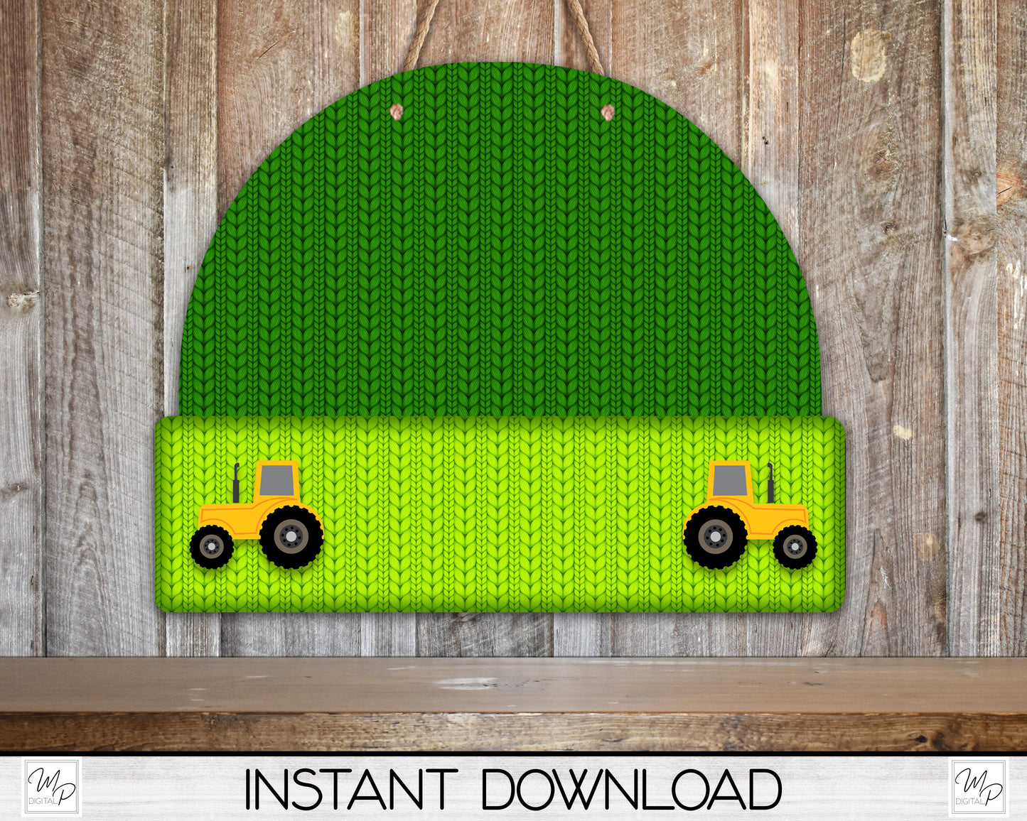 Green Christmas Beanie Ornament PNG Design, Sublimation Design Download, Tractors