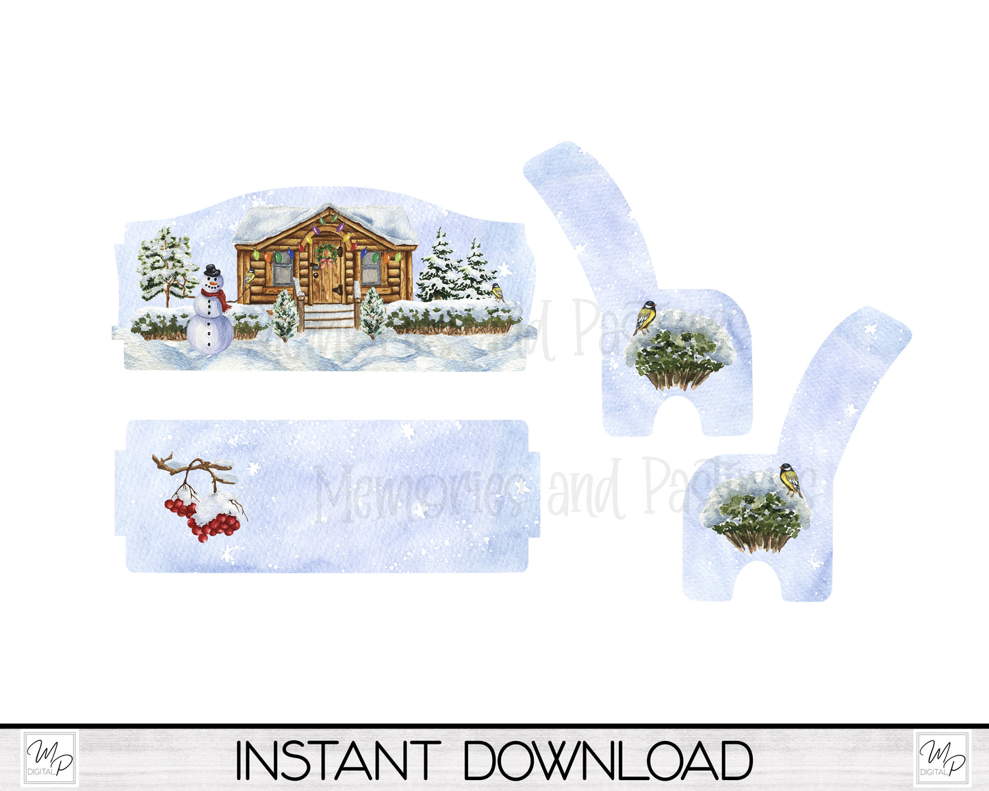 Christmas Log Cabin Bench PNG for Sublimation, Sublimation Design for Tiered Tray Benches, Digital Download, MSS Blank Design