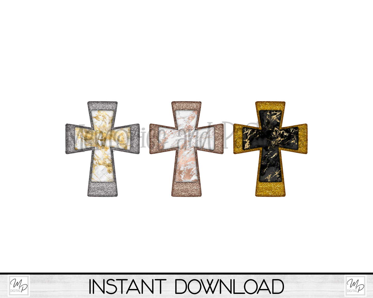 Glitter and Marble Cross PNG Designs for Sublimation of Earrings, Bundle, Digital Download