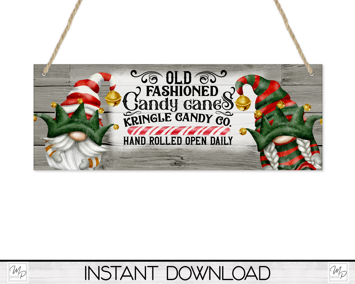 Christmas Elf Gnomes Candy Cane Countdown Sign PNG Sublimation Digital Download, Candy Cane Holder Advent Calendar