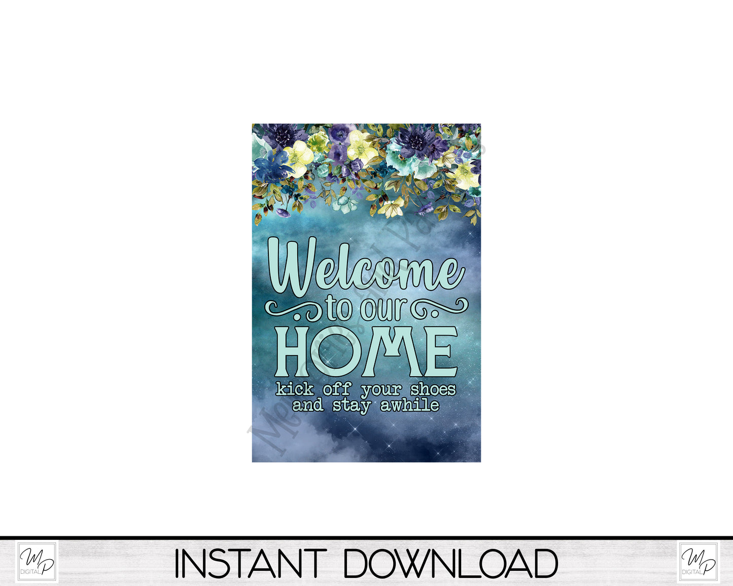 Floral Welcome Garden Flag for Sublimation Design, Yard / Patio Flag, Digital Download